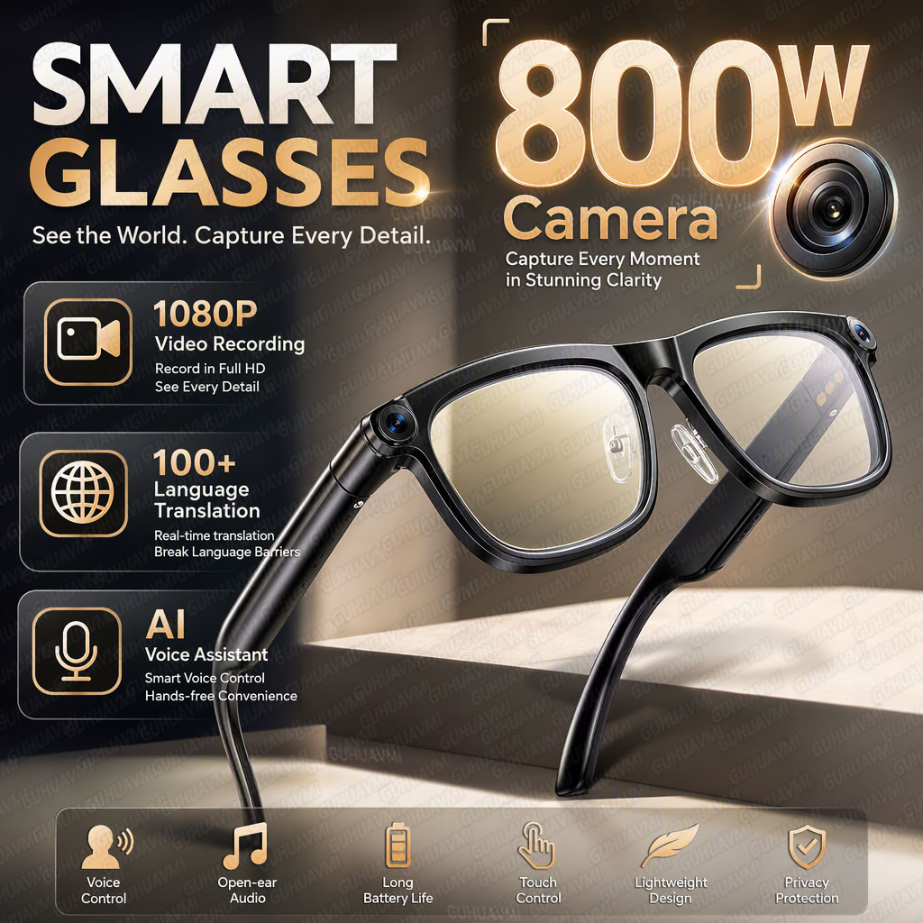 Smart Sunglasses Open Ear Music Calls - 2026년형 신제품 4K HD 800W 카메라,