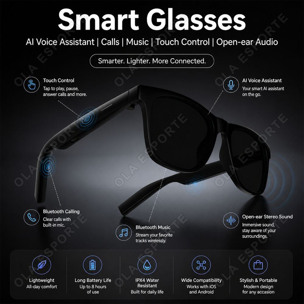 Smart Audio Glasses Touch Control - 남성 여성을 위한 새로운 스마트 안경