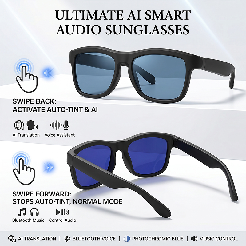 Photochromic Smart Sunglasses Audio - AI 번역 스마트 터치 자동 변색
