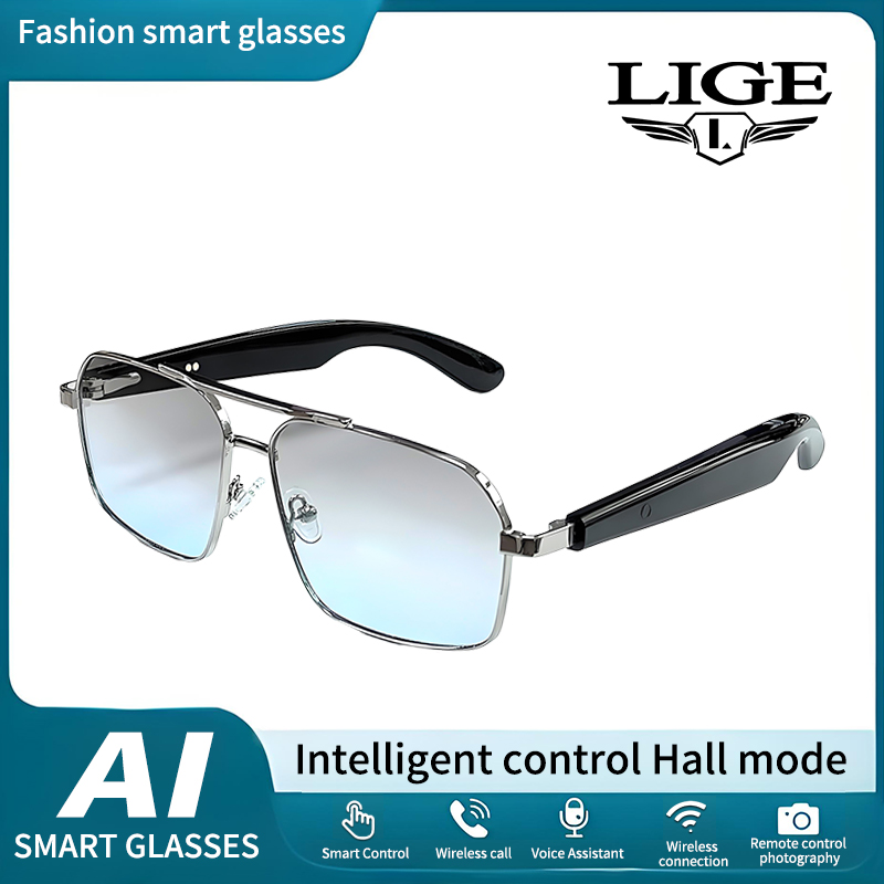 Smart Audio Glasses Bluetooth Polarized - LIGE 여성 남성 안경 금속 프레임