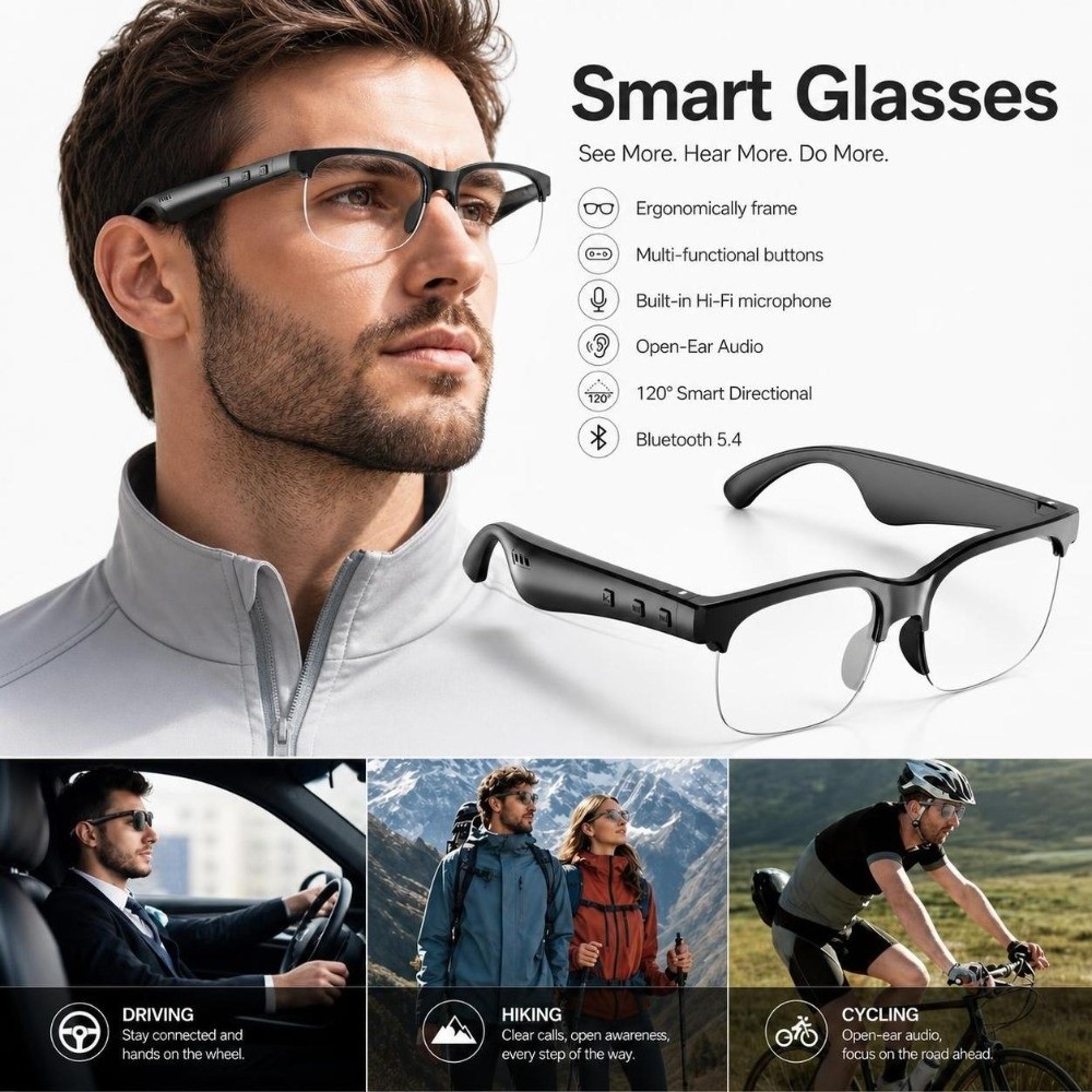 무선 이어버드 스마트 안경 오픈형 이어 디자인 휴대용  - Smart Audio Glasses Touch Control 리뷰 및 가격