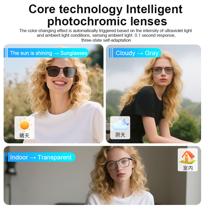 YBA14 AI 번역 스마트 안경 광변색 블루투스 핸즈 - Photochromic Smart Sunglasses Audio 리뷰 및 가격