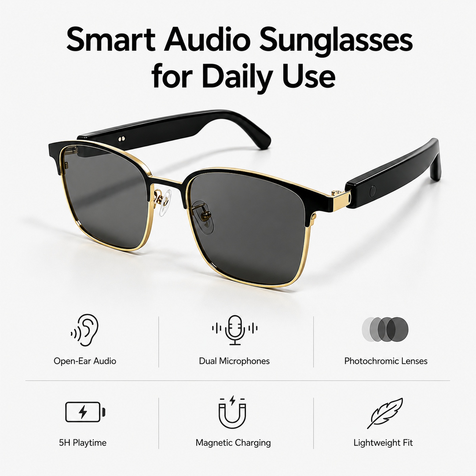 운전, 사이클링용 블루투스 안경, 오픈형 오디오, 스마 - Photochromic Smart Sunglasses Audio 리뷰 및 가격