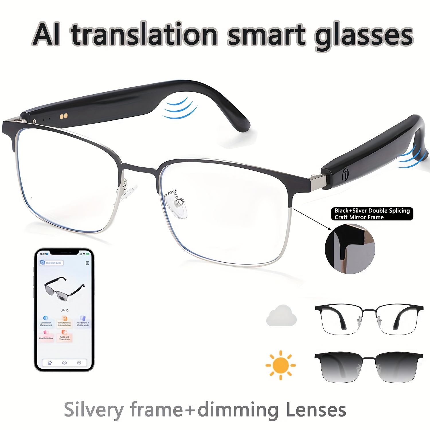 AI 통합 유니섹스 스마트 안경, 변색 렌즈, 블루투스 - Photochromic Smart Sunglasses Audio 리뷰 및 가격