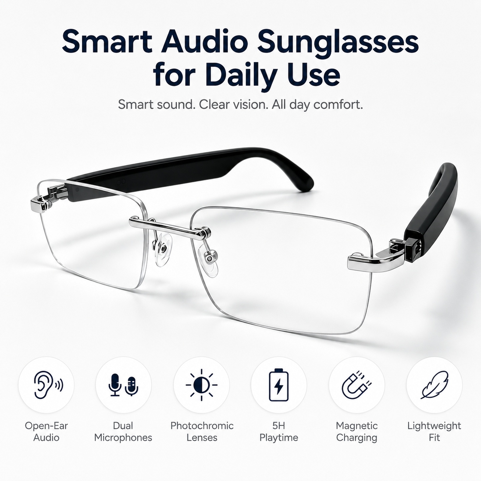 블루투스 스마트 선글라스, 변색 스마트글래스 및 통화와 - Smart Sunglasses Open Ear Music Calls 리뷰 및 가격