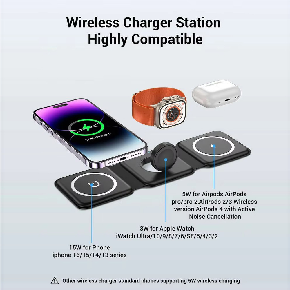 3-in-1 마그네틱 폴딩 무선 충전기, 15W 고속  - Smart Glasses Magnetic Charging Cable 리뷰 및 가격