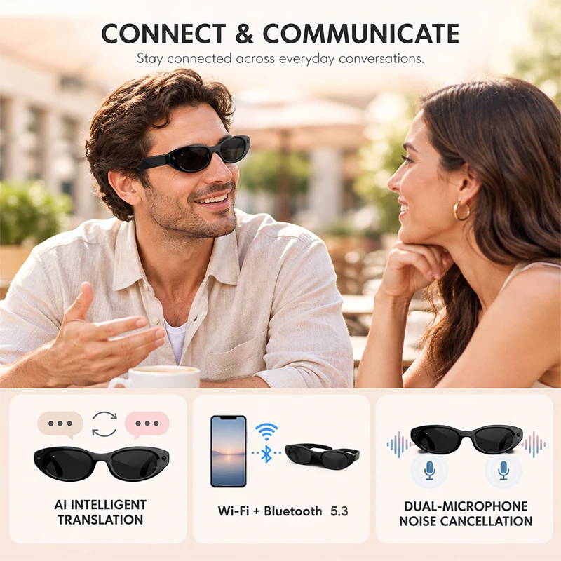 오픈 이어 방식의 스테레오 스마트 안경, 듀얼 노이즈  - Smart Sunglasses Open Ear Music Calls 리뷰 및 가격