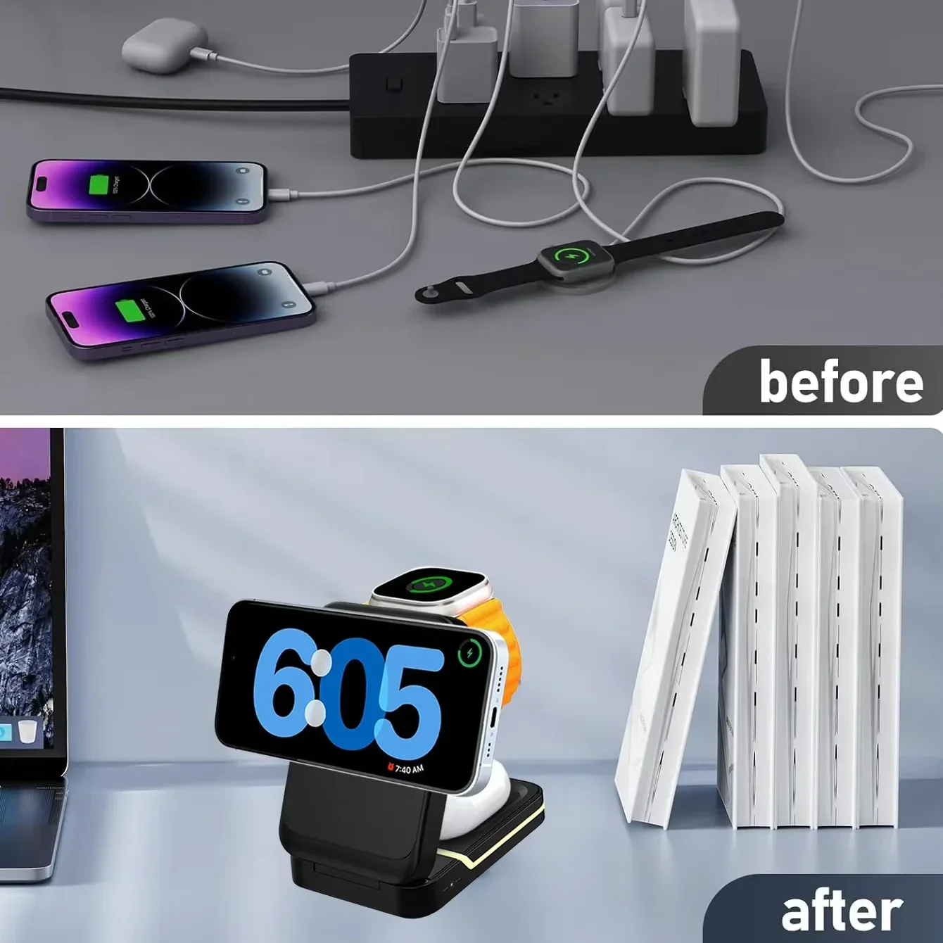 3 in 1 마그네틱 접이식 여행용 고속 무선 충전기  - Smart Glasses Magnetic Charging Cable 리뷰 및 가격