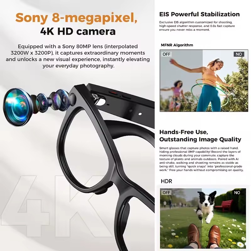 신제품 800W 4K HD 카메라 스마트 안경 남성용  - Smart Glasses Camera Video Recording 1080P 리뷰 및 가격