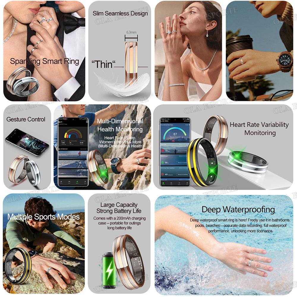 새로운 스마트 링: 심박수, 스트레스, 체온 측정, 건 - Smart Ring Health Tracker Blood Oxygen 리뷰 및 가격